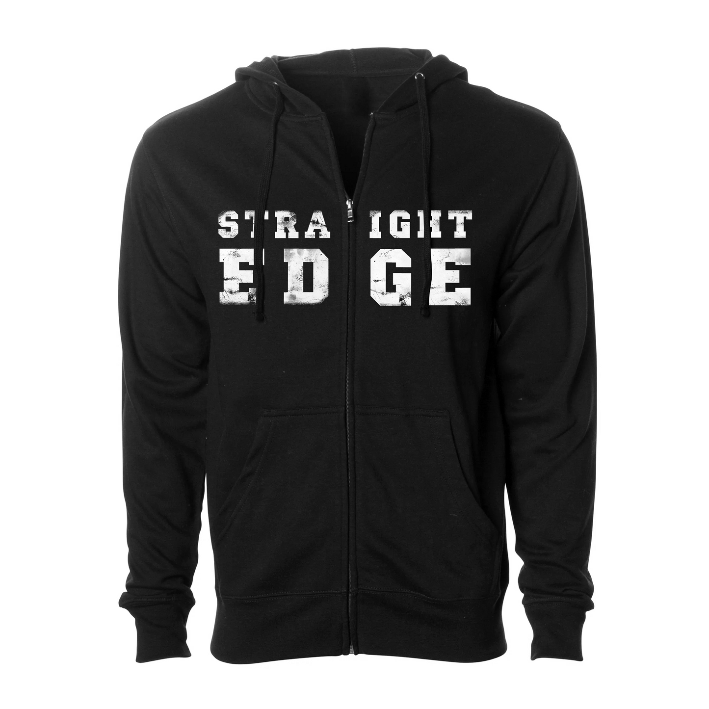 STRAIGHT EDGE Black Zip Hoodie